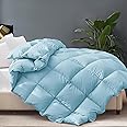 Cosybay Feather and Downfiber Comforter King Size, Fluffy Duvet Insert King, All Season Cotton Cover Luxury Hotel Bed Comforter with Corner Tabs (Blue,106"x90")