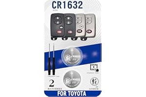 uuam Key Fob Replacement Batteries for Toyota Prius (10-15), Corolla (09-14), Camry (07-11), 4Runner (10-19), RAV4 (07-12), Highlander (08-13), Venza (09-15) (Check Fitment Guide) 2 Packs CR1632