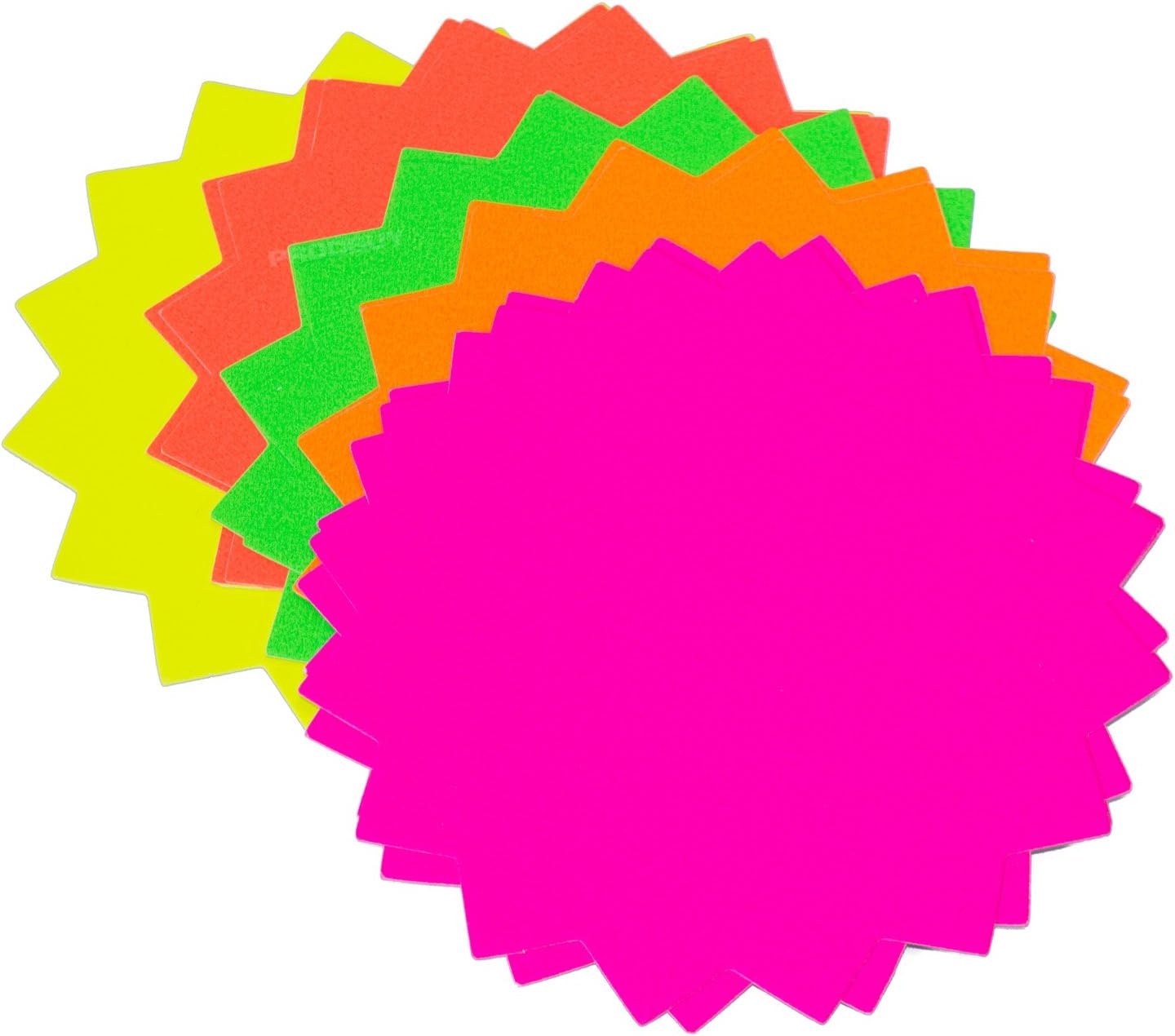 [Pack of 48] Fluorescent Flash Stars 6" Shop Retail Price Signs Sale Cards Notices Neon