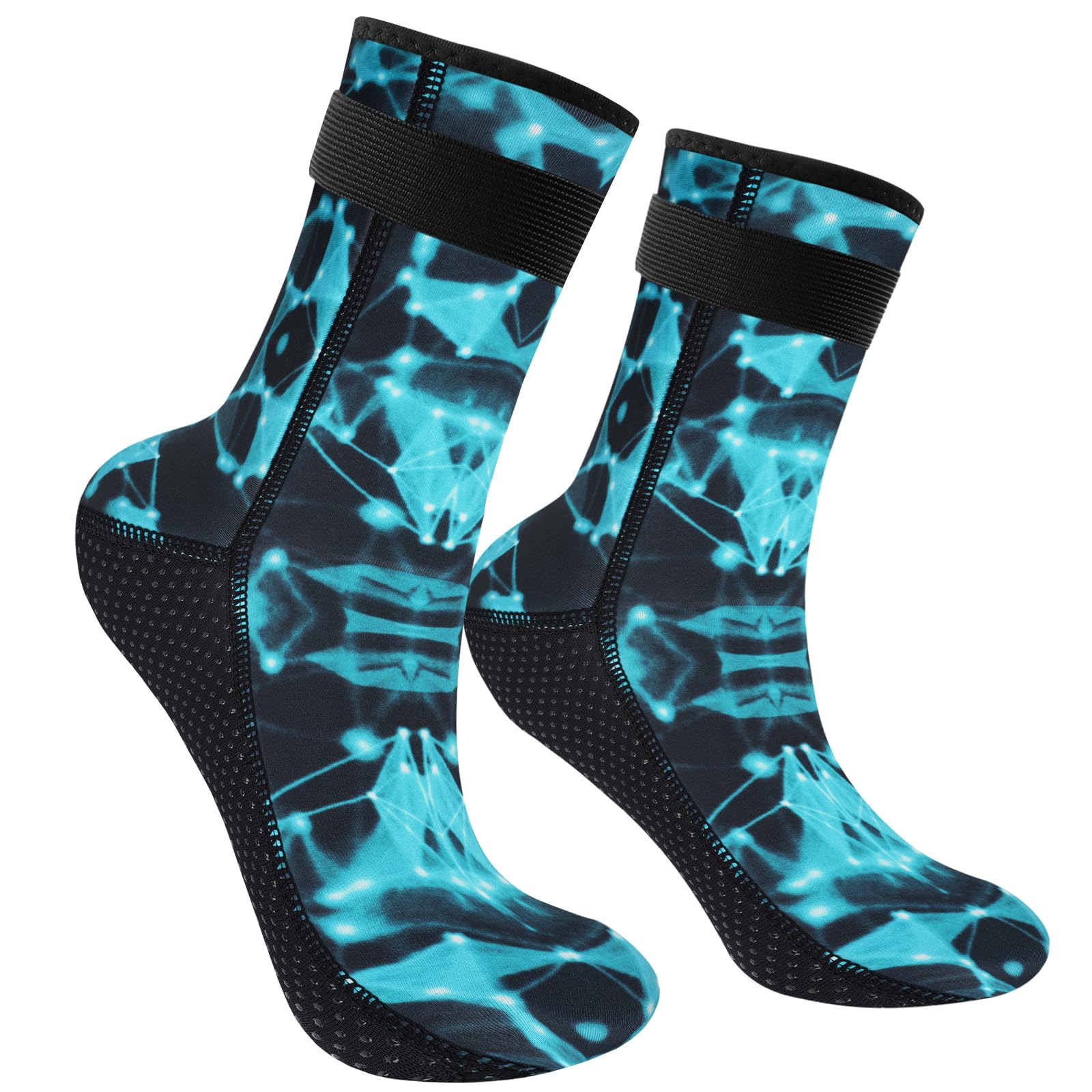 Flintronic 3mm Neoprene Diving Socks, Anti-slip Men's & Women's Water Socks for Snorkeling & Surfing (XL, Pattern)