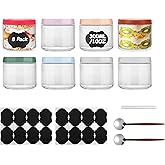 Lulonpon 8 Pack 10 oz Mason Jars with Lids - Airtight Glass Storage Containers for Overnight Oats, Snacks & Meal Prep | Includes 16 Labels, 2 Spoons + Marker