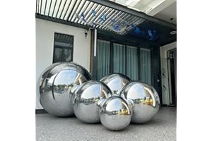 INFLATABLEGAGA Inflatable Mirror Ball 0.8m/32in Big Shiny Balls Airtight Giant Mirror Balloon Large PVC Sealed Sphere For Events & Stage Party, Advertising, Shows Decoration(1 Piece,Silver,Without Air Pump)