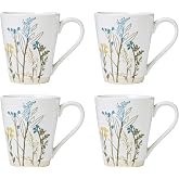 Lenox Wildflowers Stoneware Mug Set for 4, 12oz | dishwasher safe, microwave safe | floral design | coffee mug gift for coffee lovers | 4.25 inch, 13oz