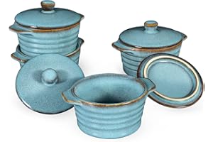 Ramekins Oven Safe 8 oz, Mini Cocotte with Lids - French Onion Soup Bowls, Creme Brulee Ramekins - Serving Dishes with Lids, 