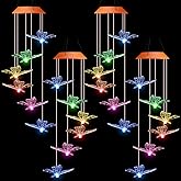 Suzile 4 Pack Butterfly Solar Wind Chimes Color Changing Wind Chimes for Outside Waterproof Solar Powered Windchimes for Garden, Yard, Patio, Birthday Party, Gift for Women