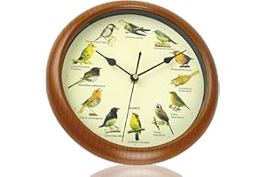 Wall Clock, Bird Clock 10'' Round Bird that Sings on Hour, Sound with 12 Pattern Wall for Christmas Home Office Christmas Dec