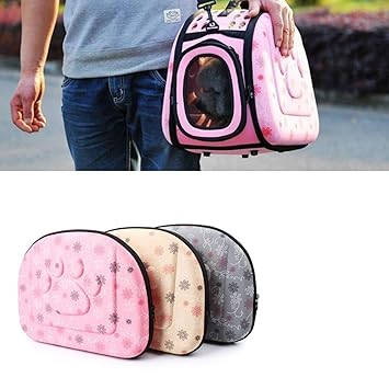 24x7 eMall Pet Carrier, Hard Cover Portable Tote Soft Breathable Comfort Transport Shoulder Bag for Small cat Dog 42 x 26 x 32cm (Charcoal)