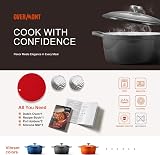 Overmont Enamelled Cast Iron Casserole Pot 26 cm 5.2L with Lid Grey view 6