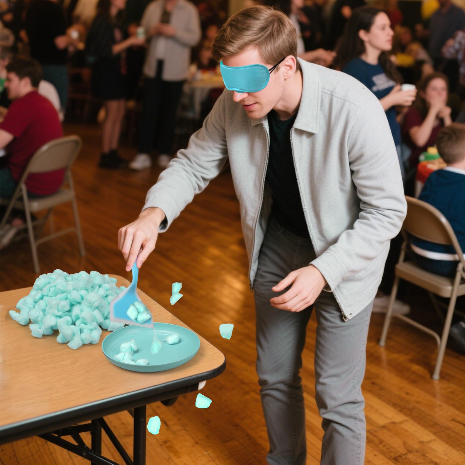 Photo 1 of 3 Sets Baby Shower Games Funny Activities - Funniest Baby Shower Game Ever, Ice Breakers for Boy or Girl, Cotton Craze Challenge (Blue)