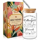 Coworker Leaving Gifts for Women - Chance Made Us Colleagues Glass Cup - Funny Going Away Farewell Gifts for Coworkers Female, Birthday Thank You Gift, 16 oz Can Glass, Nicely Boxed -2