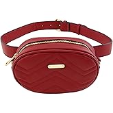 FashionPuzzle Quilted Small Versatile Purse Fanny Pack Waist Bag Crossbody (Burgundy)
