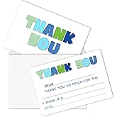 FTRZX Blue Kids Thank You Cards, Minimalist Thank You Card For Baby Shower Birthday Party, Kids Birthday Cards Fill In The Blank, 20 Pack Cute Greeting Cards With Envelopes For Boys And Girls, 009