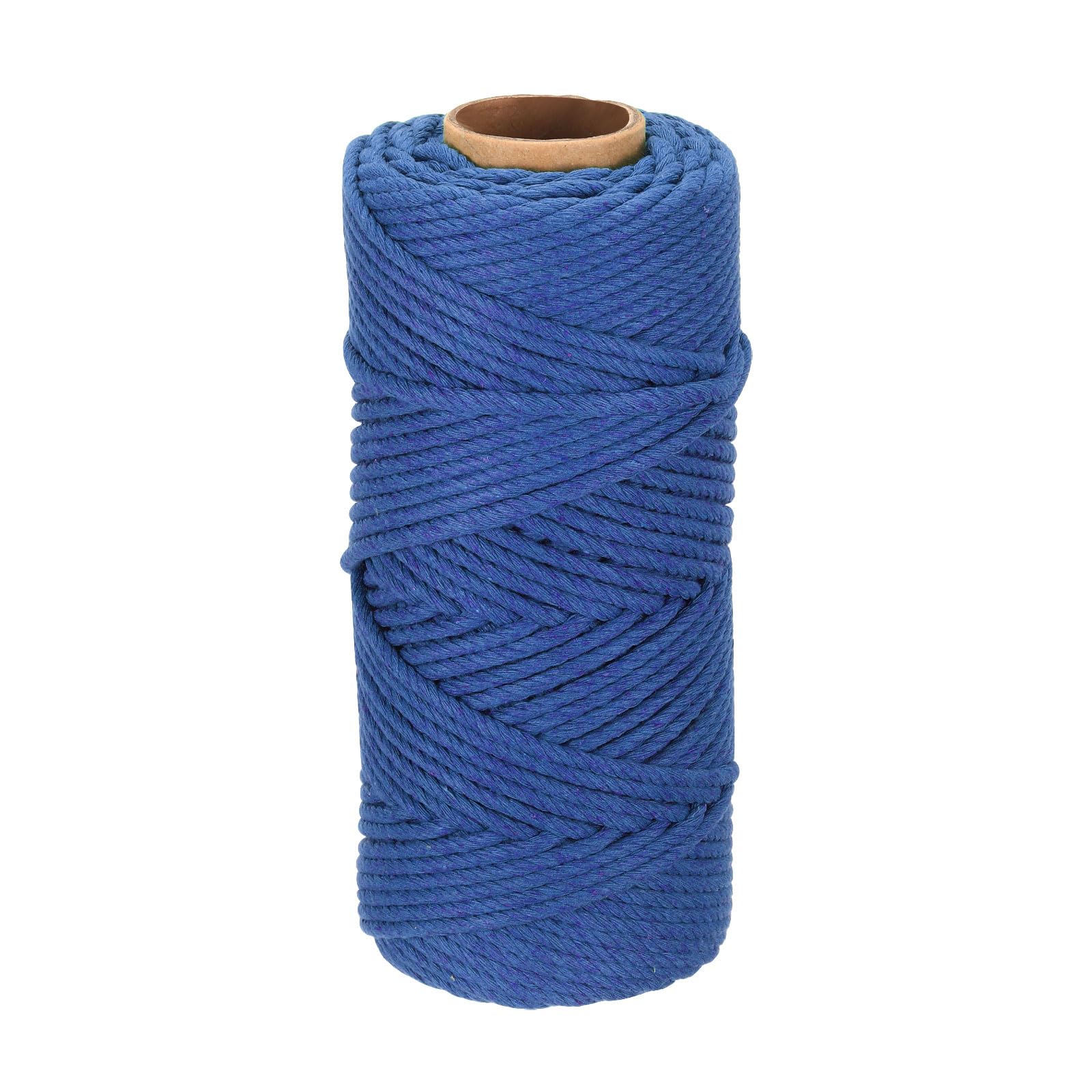 DMiotech 4mm x 80M (87 Yard) Deep Blue Natural Cotton Macrame Rope, Wall Hanging Handmade Single Strand Macrame Cord for Plant Hangers, Gift Wrapping Wedding