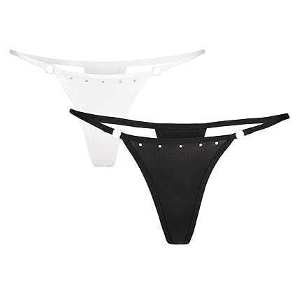 Annsfashion 3er Set Poly Stringtanga mit Strass 1x Weiß,2x Schwarz