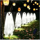 Solar Halloween Ghost Pathway Lights - 6Pack Waterproof Ghost Lights with 8 Modes for Outdoor Yard Porch Garden Lawn Halloween Pathway Decor, White