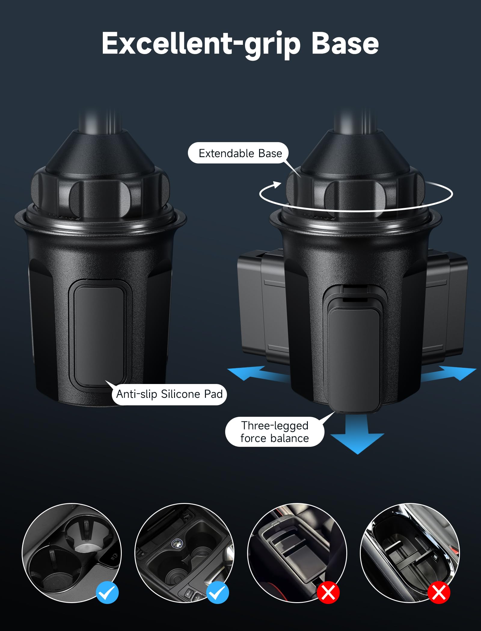 JSAUX Car Cup Holder Cellphone Mount, Metal Long-Arm Ultra Stable Phone Holder for Car Cupholders - Adjustable for iPhone 16 15 Pro Max 13 12 11, Samsung Galaxy S24 S23 Ultra, Google Pixel 9 Pro