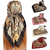 upeilxd 4Pcs Silk Head Scarves for Women Satin Hair Scarf 35”Large Square Bandana Silk Like Neck Scarf Shawl