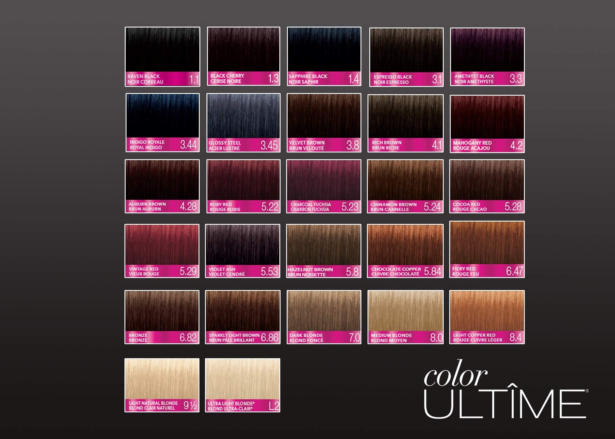 Schwarzkopf Color Ultime 1.3 Black Cherry Hair Dye, Permanent Intense Black with Diamond Brilliance, Fade-Resistant, Covers Grays, All Hair Textures