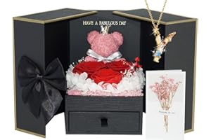 ADDWel Preserved Rose Gifts for Her - Eternal Rose Gifts for Women Mom Girlfriend Wife Sister on Birthday Anniversary, Unique Forever Preserved Rose Box with Personalized Initial Letter Necklace Y