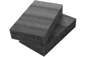 HOUDERCO 2pcs Black Polyurethane Foam Padding Sheets 25x15x5cm High Density Cuttable Cushion Packing Foam