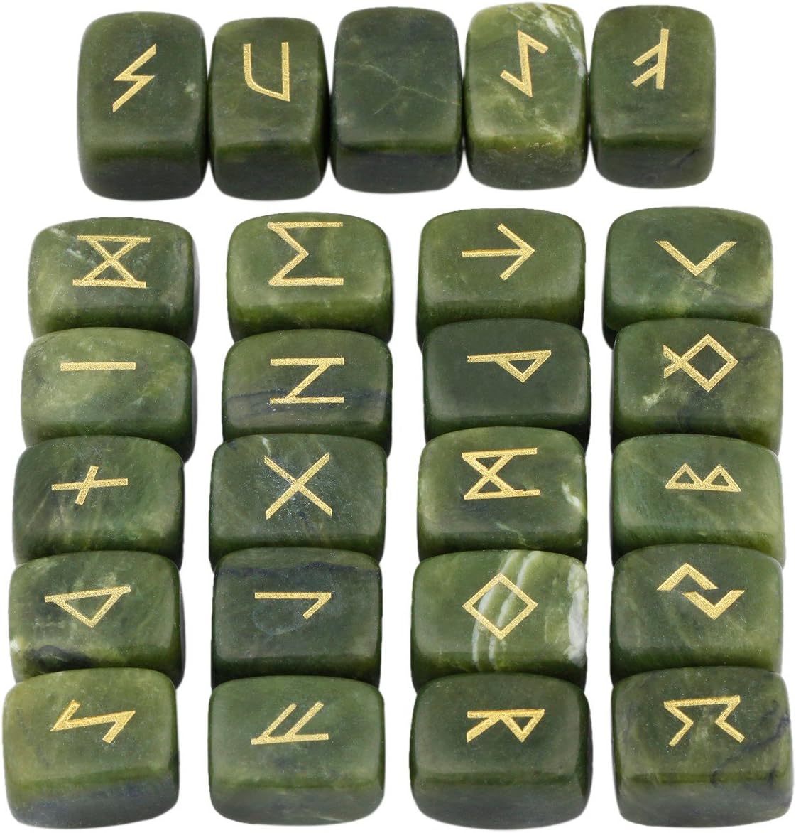 mookaitedecor Natural Green Jade Runes Stones Set of 25 - Image 4