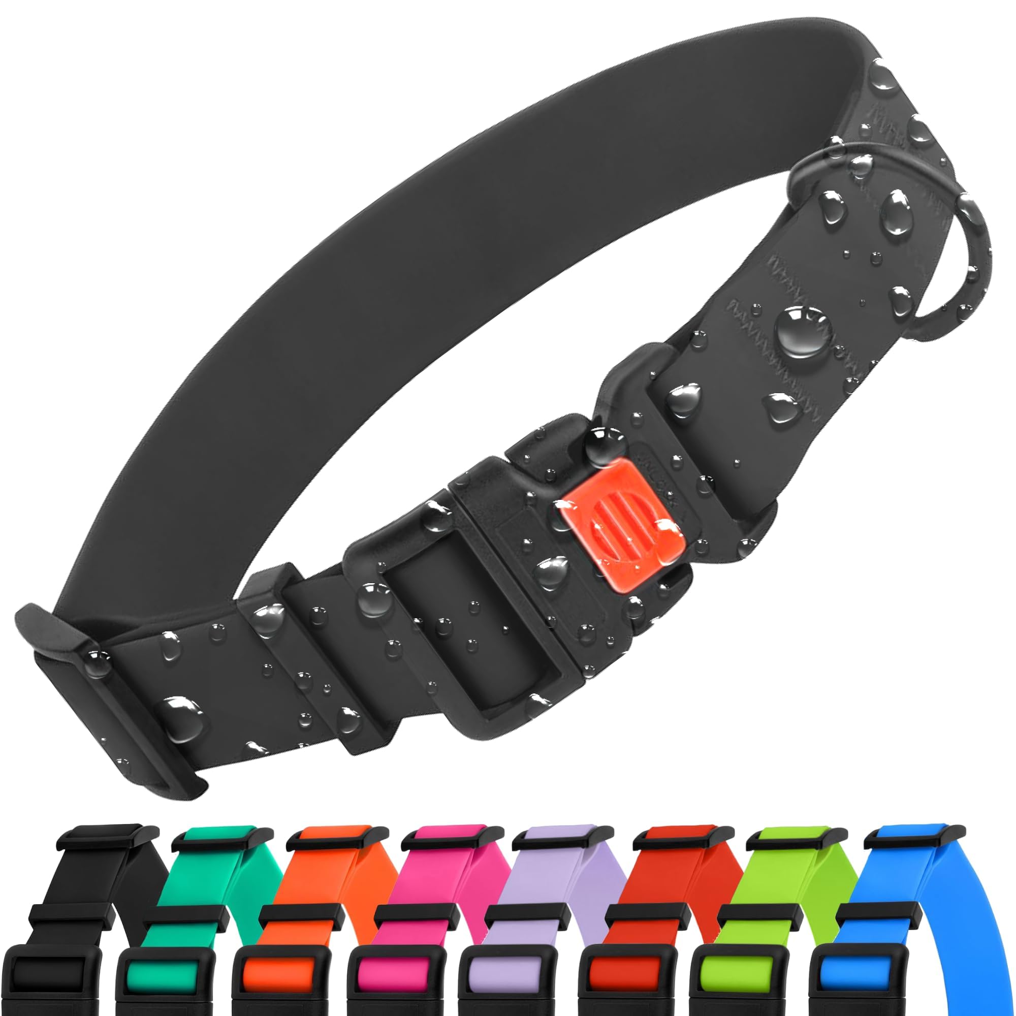 CollarDirect Waterproof Dog Collar - Silicone, Plastic Collar, Odor-Resistant, Easy to Clean, For Large, Medium, Small Dogs - Adjustable Collar with Breakaway Buckle (Neck Fit 12"-16", Black)