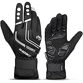 INBIKE Waterproof Cycling Gloves Winter Touch Screen Windproof Reflective Thermal Gel Padded Bike Gloves for Men
