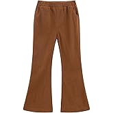 Noomelfish Girls Corduroy Flared Pant Fall Winter Bell Bottoms Trousers with Pockets (5-12 Years)