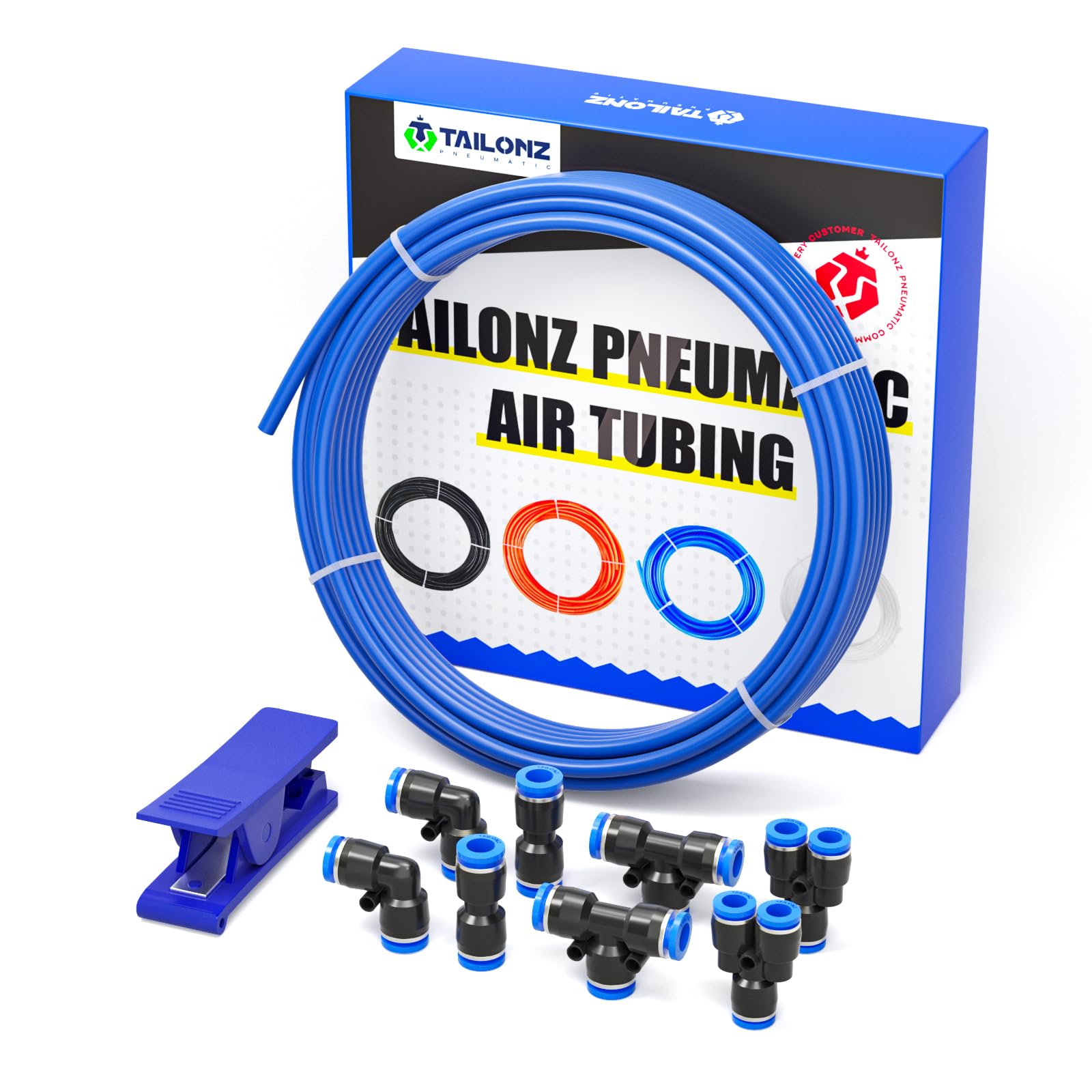 TAILONZ PNEUMATIC Blue 3/8 Inch od 10 Meters PU Air Tubing Kit Pipe Hose Air Line Tubing Or Fluid Transfer Pneumatic tubing (3/8 PU Tube)
