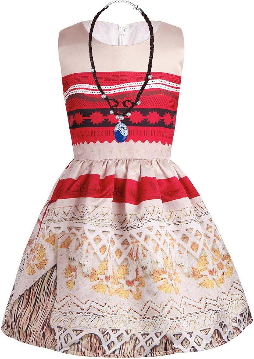 Msemis Enfant Bebe Fille Princesse Robe Deguisement Vaiana Cosplay Costume De Carnaval Party Halloween Robe Fete Soiree 18 Mois 8 Ans Deguisements Deguisements Et Accessoires