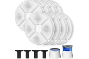 Pawtners 8 + 4 Packs Replacement Filters for LD.2524 & LD.2523 Pet Water Fountain, Multiple Filtration Material, Replacement Filter for Pet Cats Dogs Water Fountains