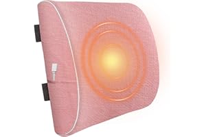 S.FINE Heated Lumbar Support Pillow for Chair, Lower Back Support Pillow with Heating Pad to Alleviate Lower Back Pain for Long Sitting