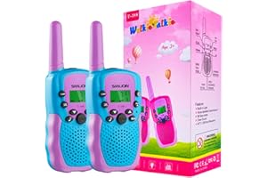 SANJOIN Toys for 3-8 Year Old Boys Girls, Long Range Walkie Talkies for Kids 2 Way Radios 22 Channels with Backlit LCD Flashlight for Outside Adventures, Camping, Hiking (Blue-Purple)