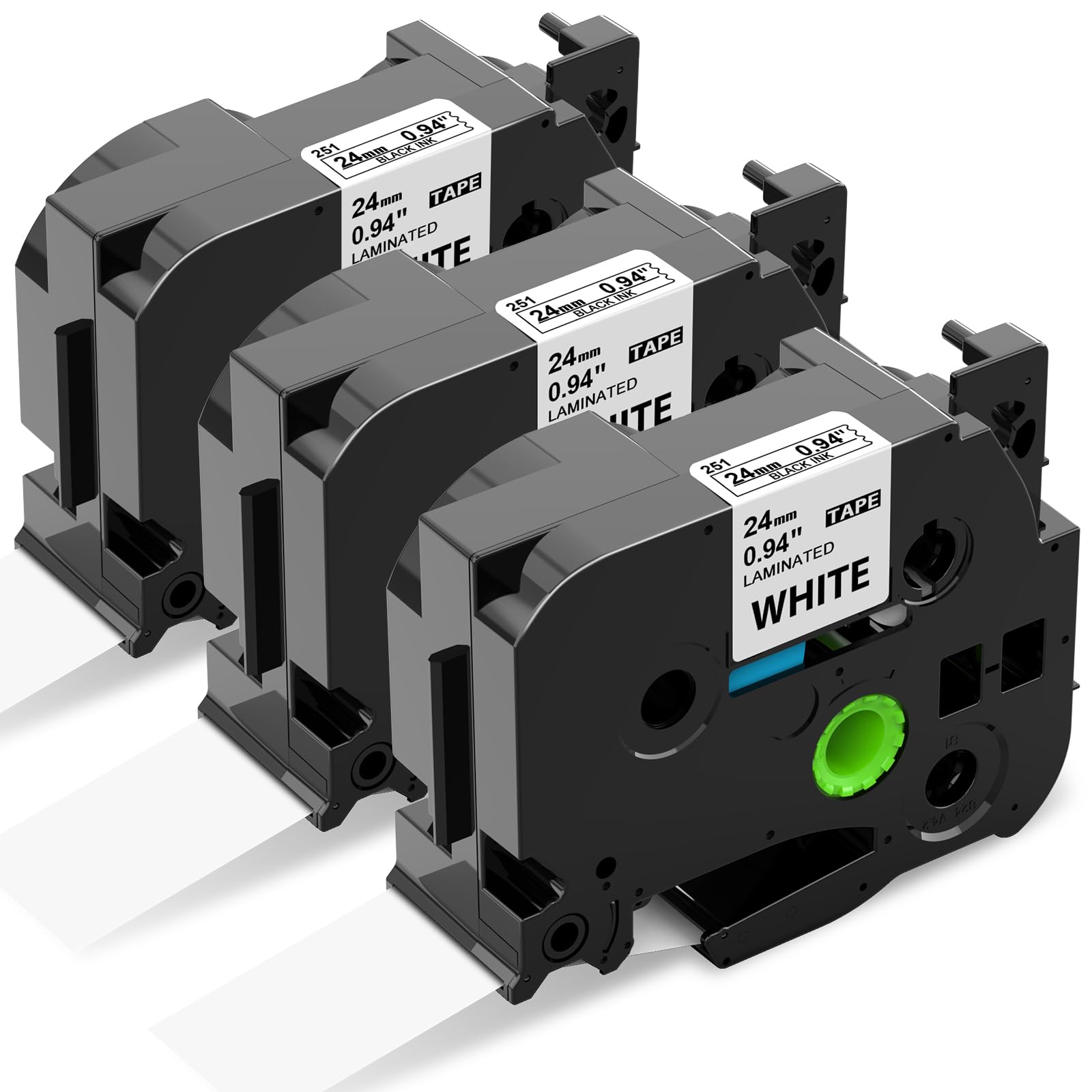 3x Upwinning Tz Tape 24mm AZe-251 TZe-251 TZe251 Compatible with Brother P-Touch Tape 24mmx8m White Laminated, Replace for Brother Label Printer Refill 24mm for P Touch D600 E550W P700 P750W 2430 H500
