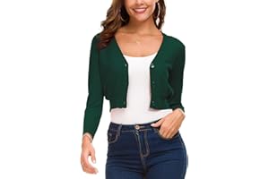 EXCHIC Women's Trendy Bolero Shrug Cropped Cardigan 3/4 Sleeve Open Front Short Cardigans