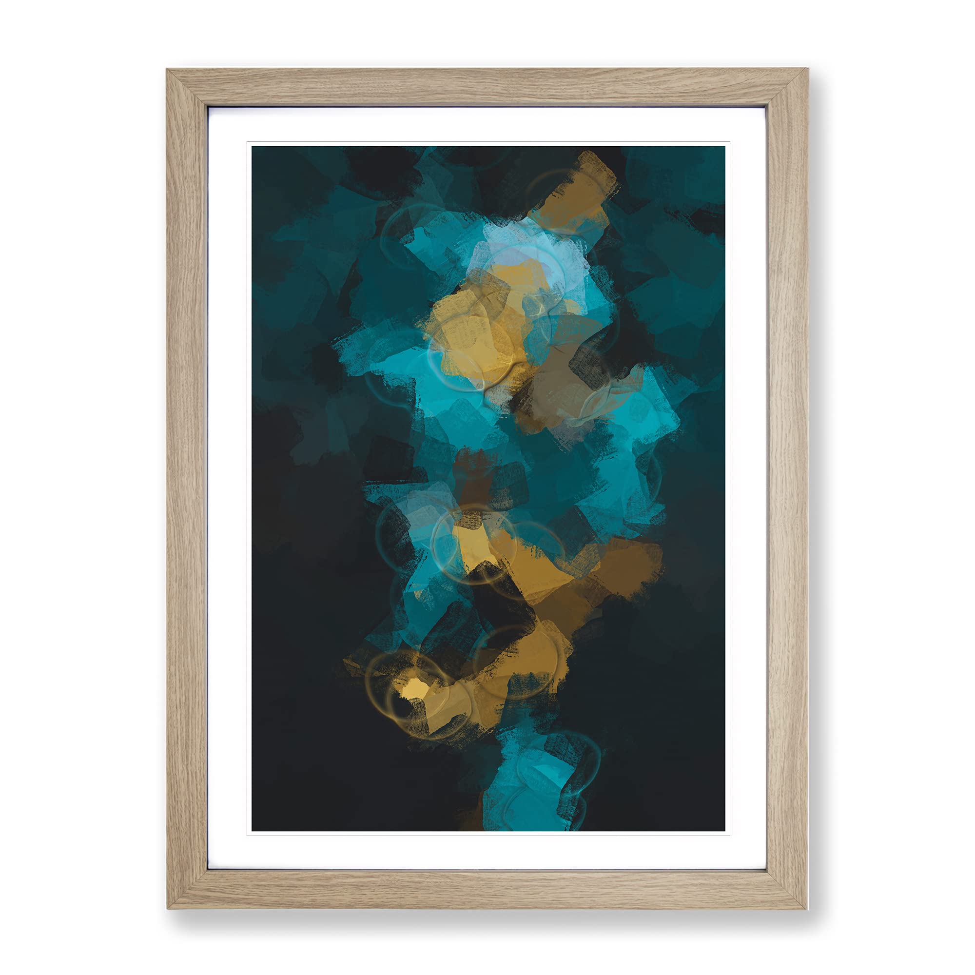 Light Blur In Abstract Modern Framed Wall Art Print, Ready to Hang Picture for Living Room Bedroom Home Office Décor, Oak A3 (34 x 46 cm)