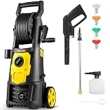 VEVOR Electric Pressure Washer, 2000 PSI, Max 1.65 GPM Power Washer w/ 20 ft Hose & Reel, 4 Quick Connect Nozzles, Foam Cannon, Portable to Clean Patios, Cars, Fences, Driveways, ETL Listed