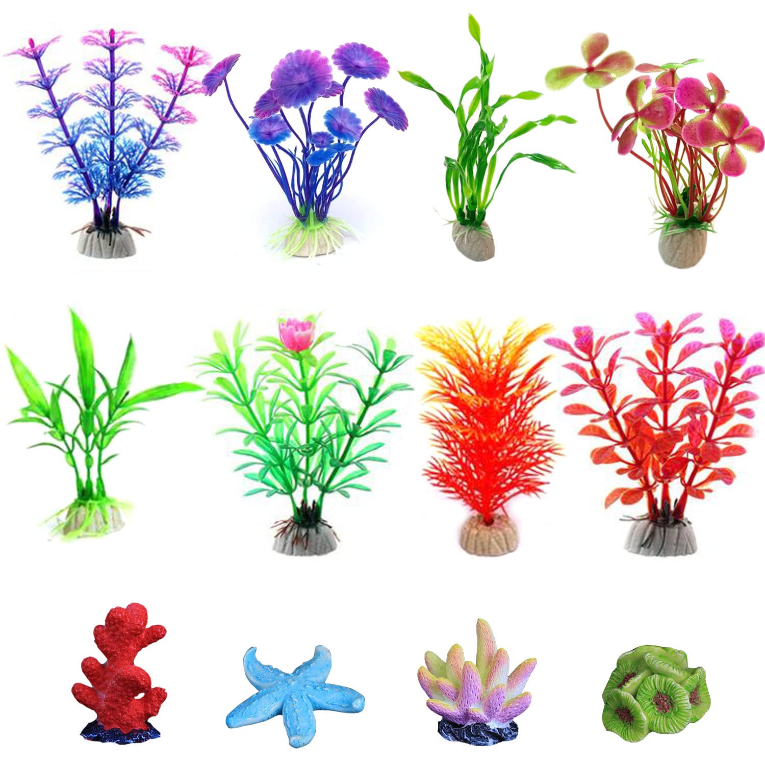 OrgMemory 12pcs, Aquarium Plants Decorations, Aquarium Simulation Plants, Fish Tank Decorations, Plastic Aquariums Plants for Household and Office