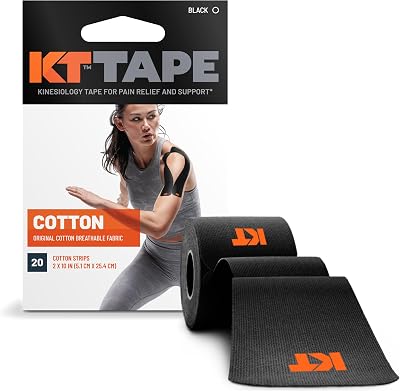 KT Tape Original Pre-Cut 20 Strips Cotton Black Latex Free Adhesive