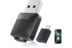 2-in-1 Wireless CarPlay & Android Auto Adaptor, Mini USB Design for Cars with Built-in Wired Apple CarPlay 2025 Upgrade Plug 