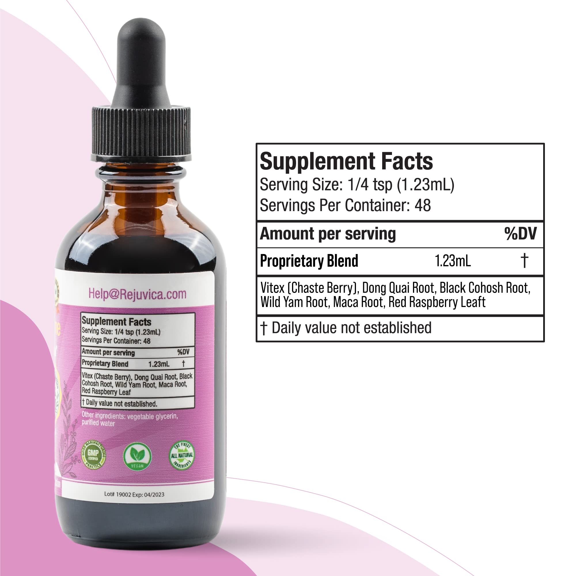 Balanced Femme Natural PMS and Menopause Support for Hot Flashes with Black Cohosh - All-Herbal Liquid Blend
