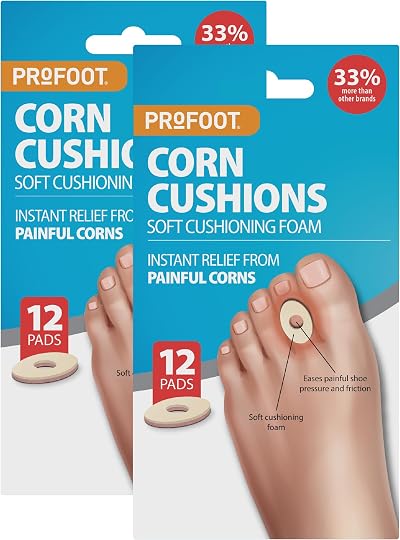 PROFOOT Corn Cushions 12 Pads Soft Foam Pressure Relief Self Adhesive Pack of 2