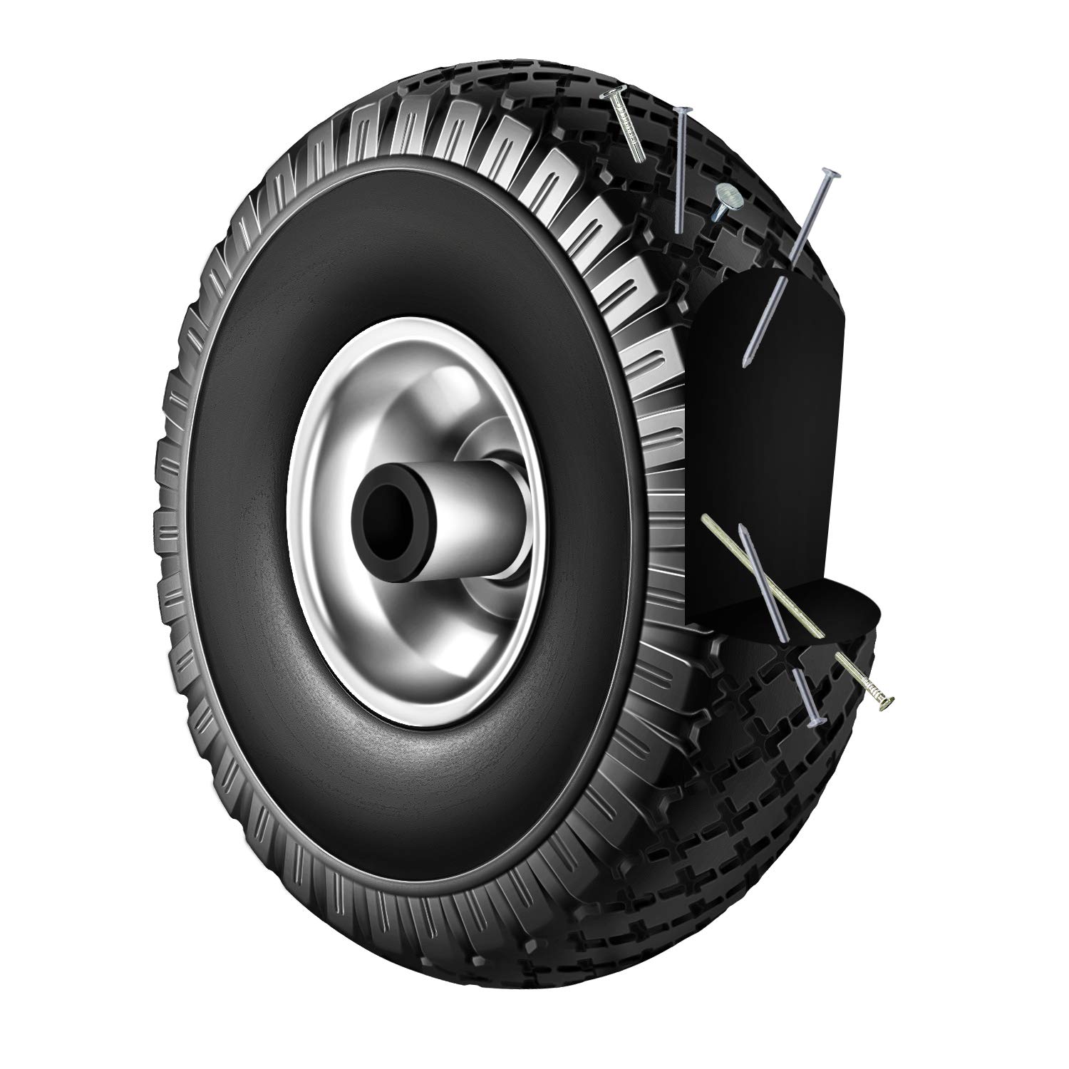 Forever Speed Wheelbarrow Wheel Sack Truck Hand Trolley Cart Wheelbarrow Solid Rubber Wheel Tyre Tires PU Puncture Proof Wheel Black 3.00-4/260 mm Max Load 100 kg - Image 4