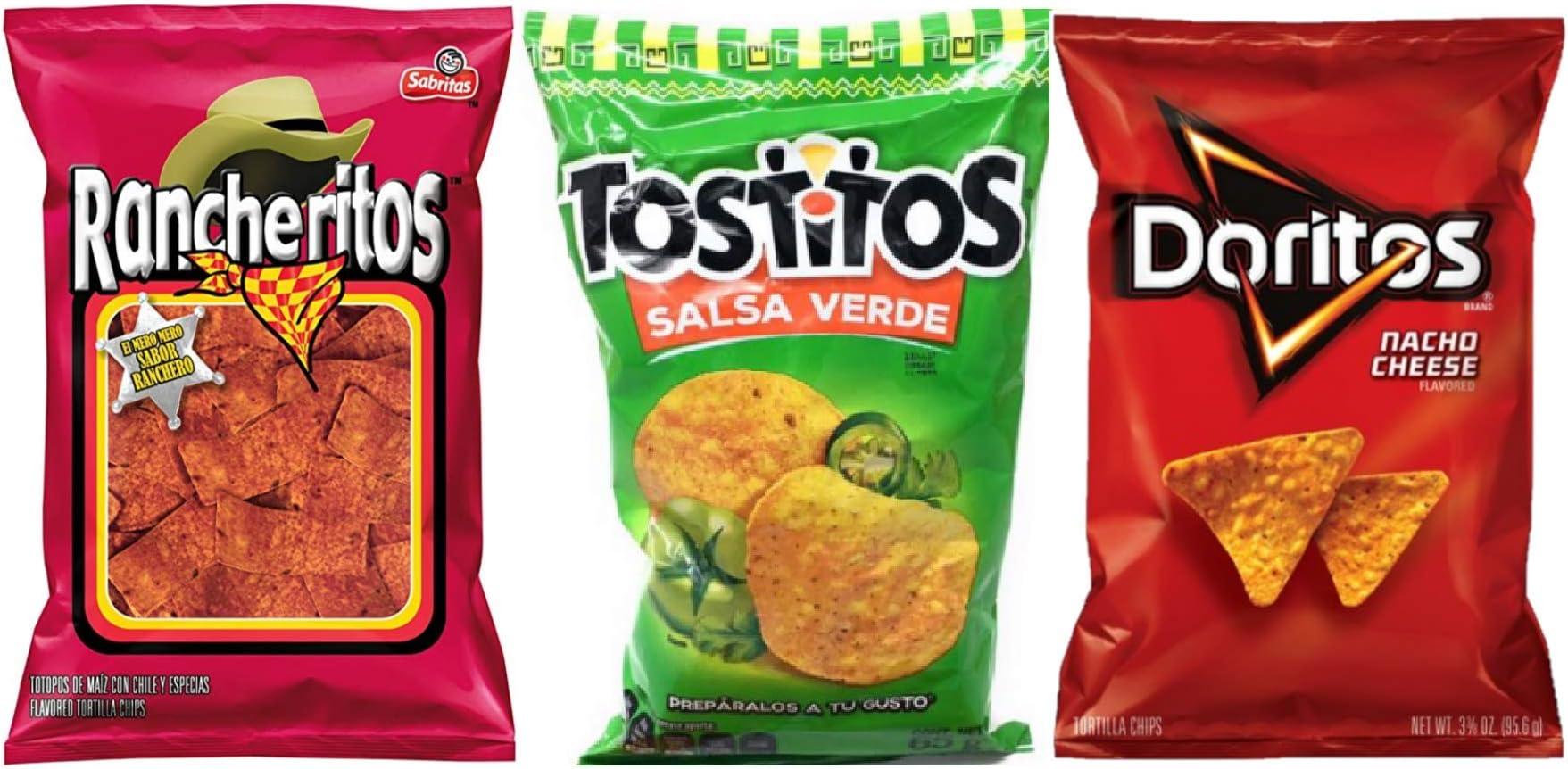 Doritos Nacho Rancheritos & Tostitos Mexican Version Sabritas (3 Pack 155g Each) Popular Classic Snacks Fun Bag Bulk Deal