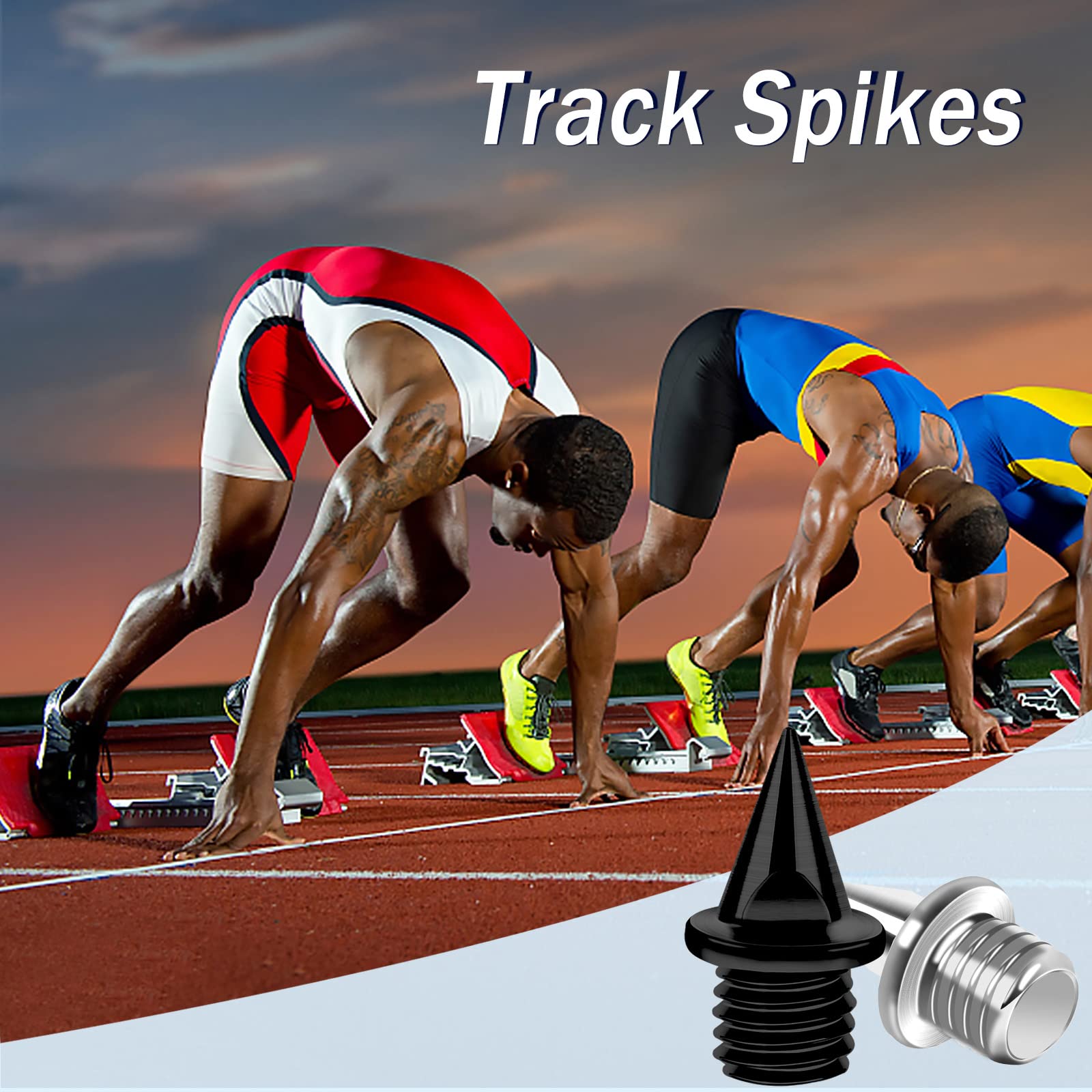 JULMELON 1/4 Inch Carbon Steel Track Spikes, 60PCS Lighter Weight Carbon Spikes with Spike Wrench for Track Shoes Field Sprinting Cross Country Short Running Replacement Spikes