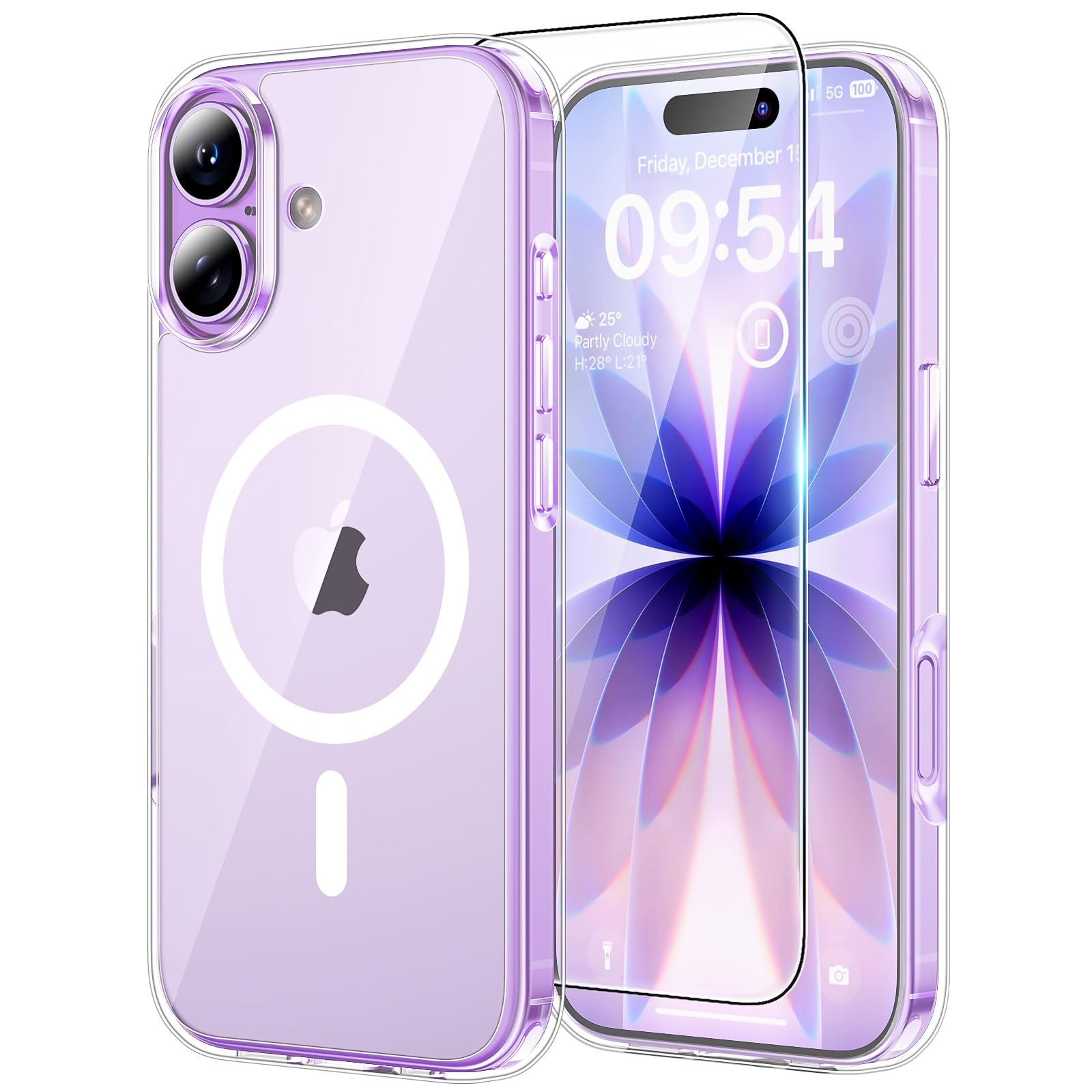 Photo 1 of TAURI for iPhone 17 Case, Compatible with MagSafe with Screen Protector, Anti-Yellowing Military-Grade Protection Shockproof Slim Magnetic Case for iPhone 17, Clear
