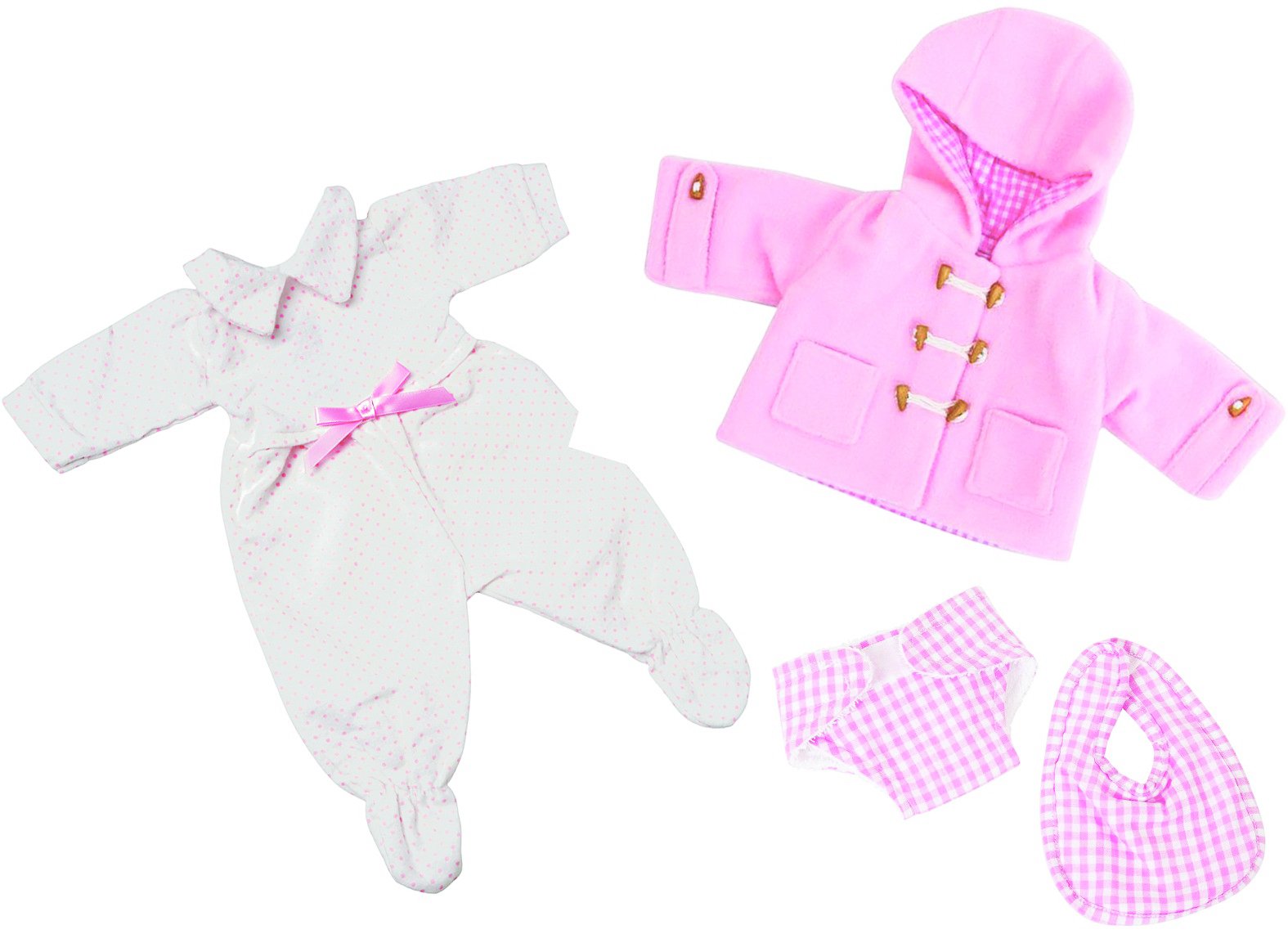Pink Clothes Set For Luvabella Doll Babygrow Duffle Coat Nappy