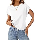 Womens Crop Tops Cap Sleeve T Shirts Cotton Crewneck Loose Fit Trendy Short Sleeve Tops for Women 2026