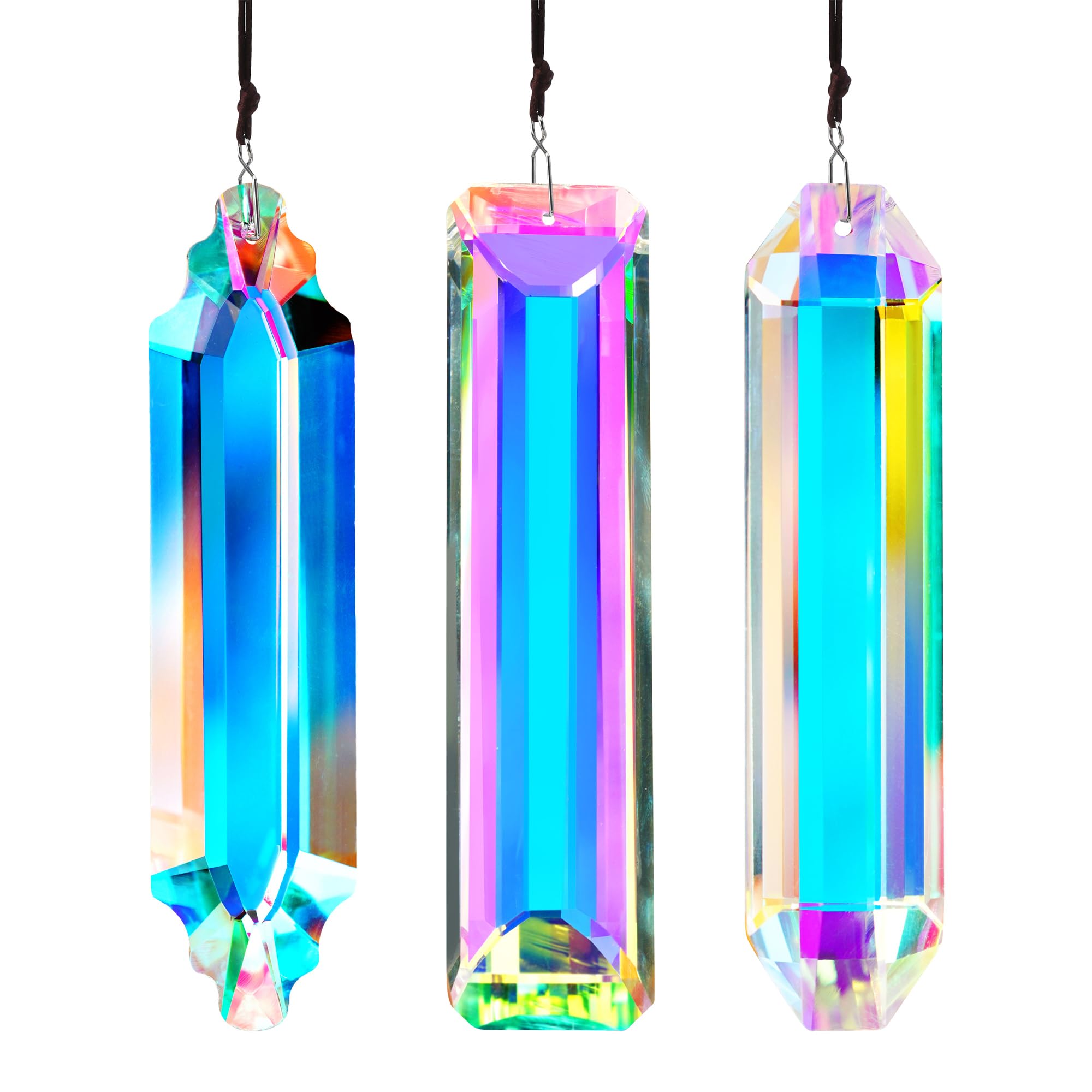 Photo 1 of 3PCS Crystal Suncatcher Prism for Window,120mm/5'' Rectangle AB Colored Crystal Stick Rainbow Maker Prisms Garden Hanging Sun Catcher