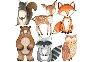 PUREMIGO 12inch Large Woodland Cutouts with Stand, Woodland Baby Shower Decorations, Forest Animals Baby Shower Decorations, Birthday Party Supplies Cardboard Stand Up Prop 6 PCS